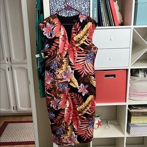 Connected Apparel Pink and Black Sheath Dress V-Neck Resort Wear